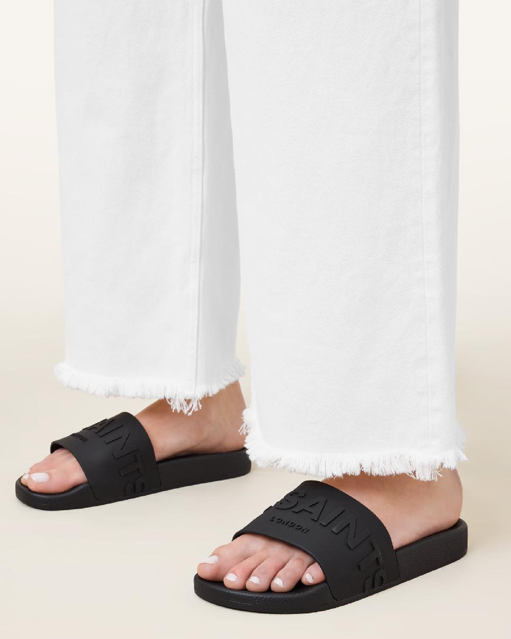 All Saints Biggy Slip On Logo Sliders Black