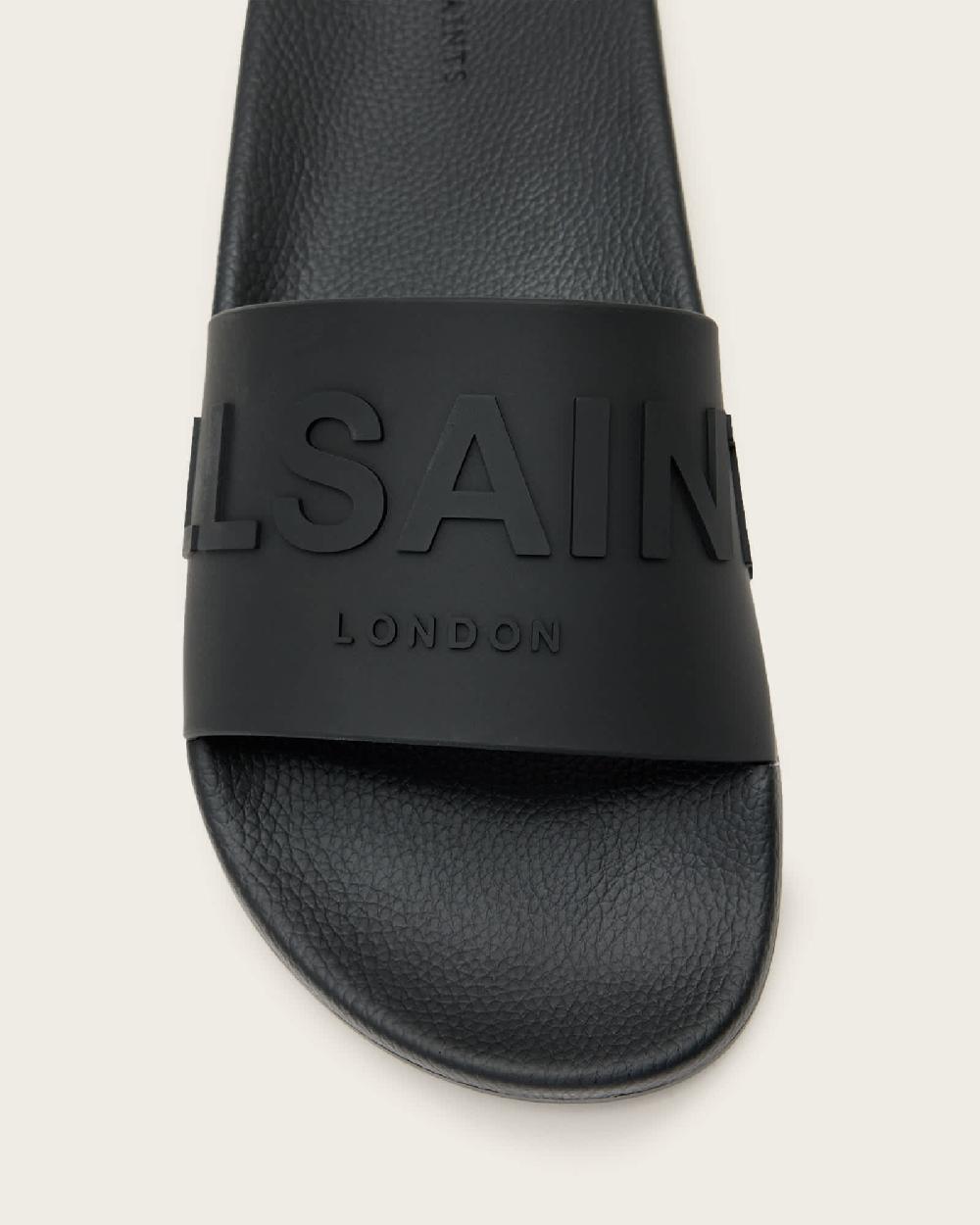 All Saints Biggy Slip On Logo Sliders Black