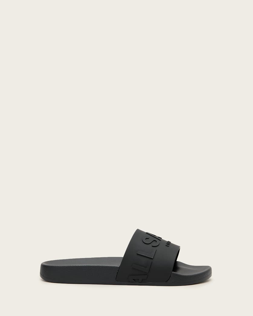 all saints Biggy Slip On Logo Sliders Black