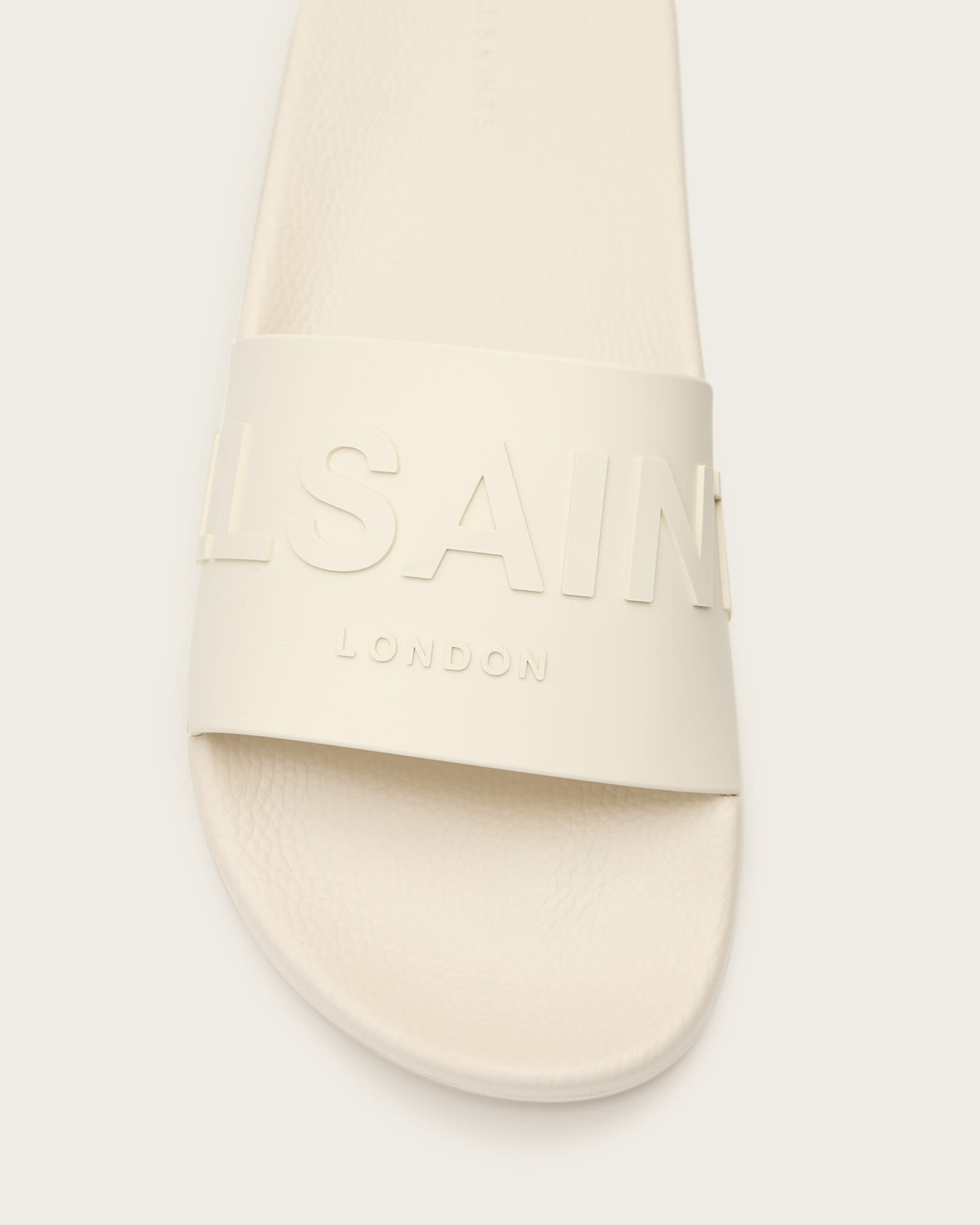 All Saints Biggy Slip On Logo Sliders Chalk White