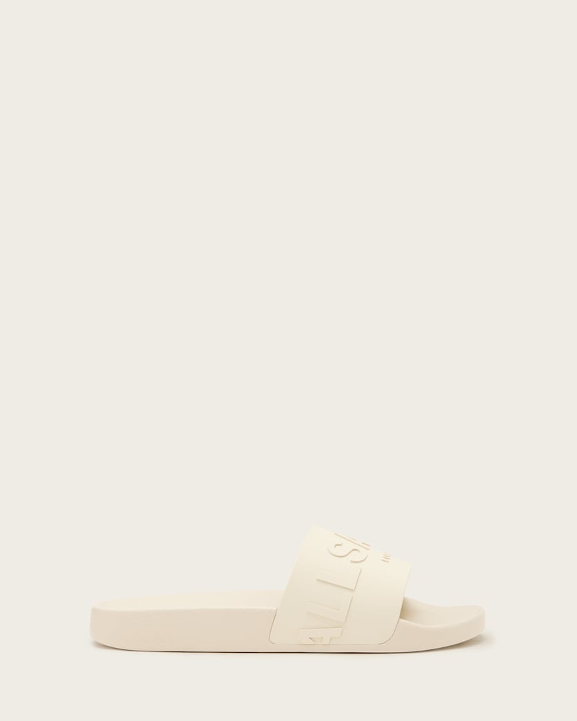 all saints Biggy Slip On Logo Sliders Chalk White