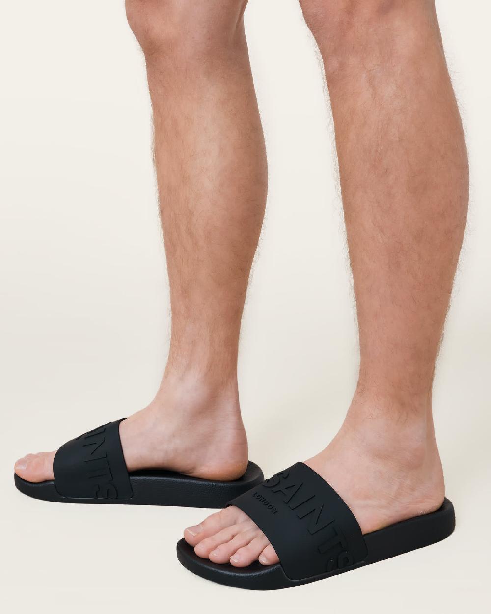 All Saints Biggy Slip On Logo Slides Black