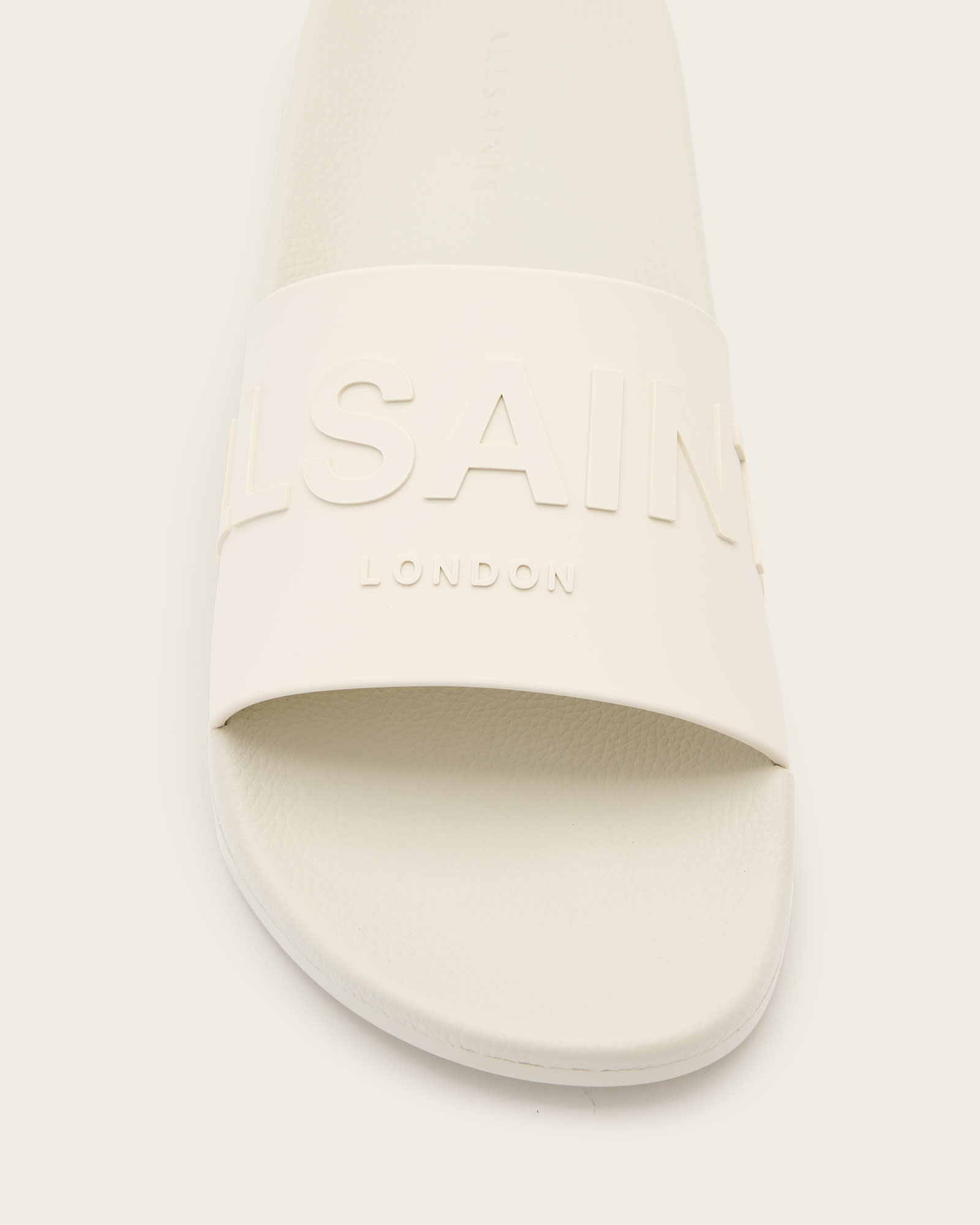 All Saints Biggy Slip On Logo Slides Chalk White