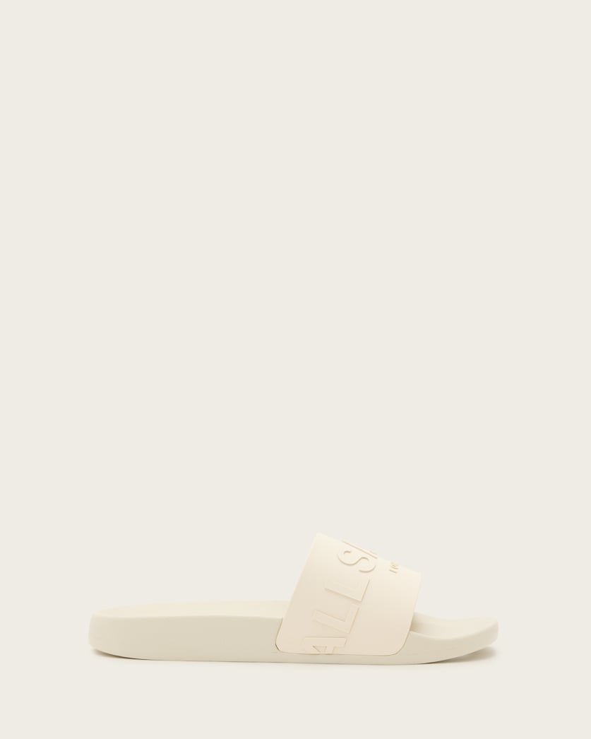 all saints Biggy Slip On Logo Slides Chalk White