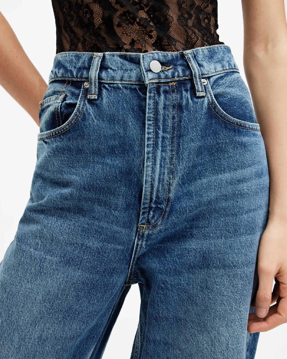 All Saints Blake Wide Leg Denim Jeans Dark Indigo