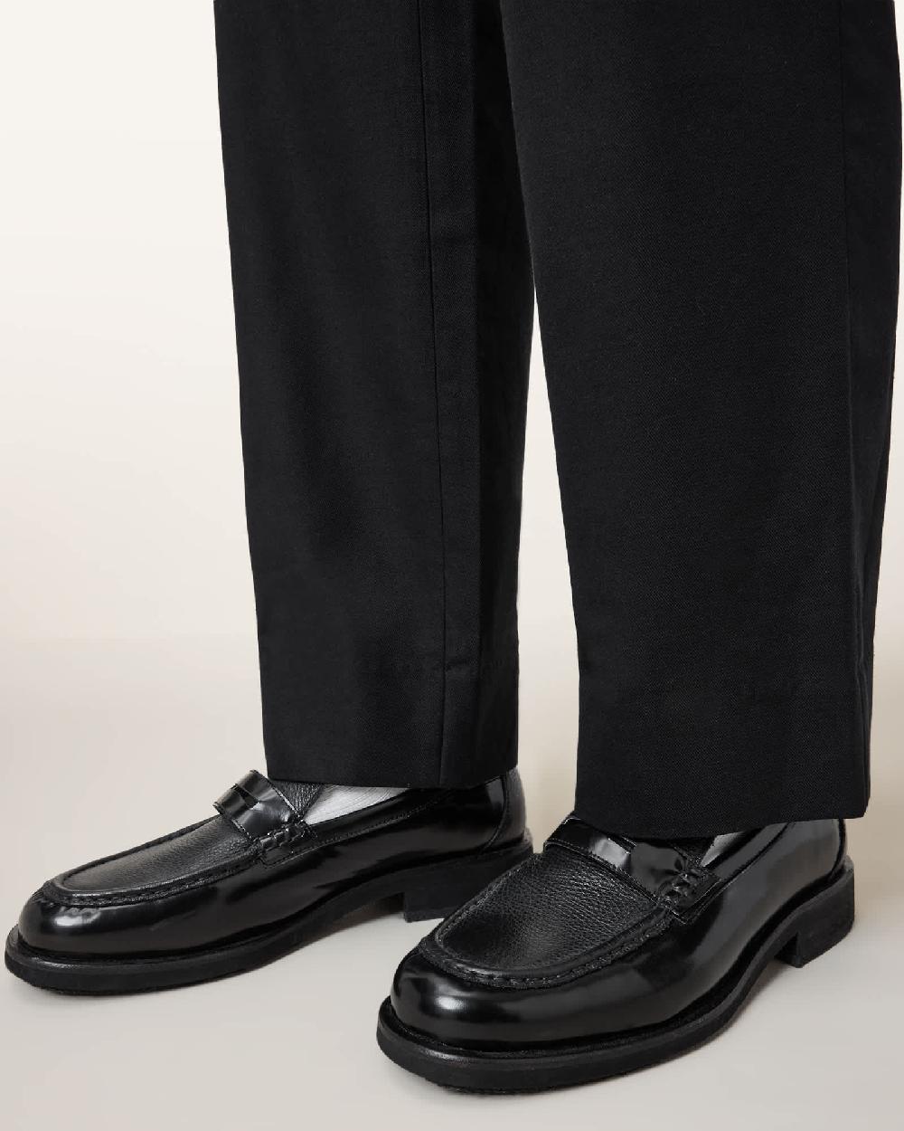 All Saints Bloom Leather Loafers Black