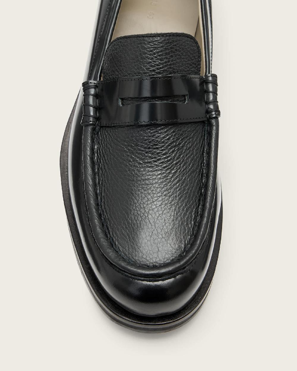 All Saints Bloom Leather Loafers Black