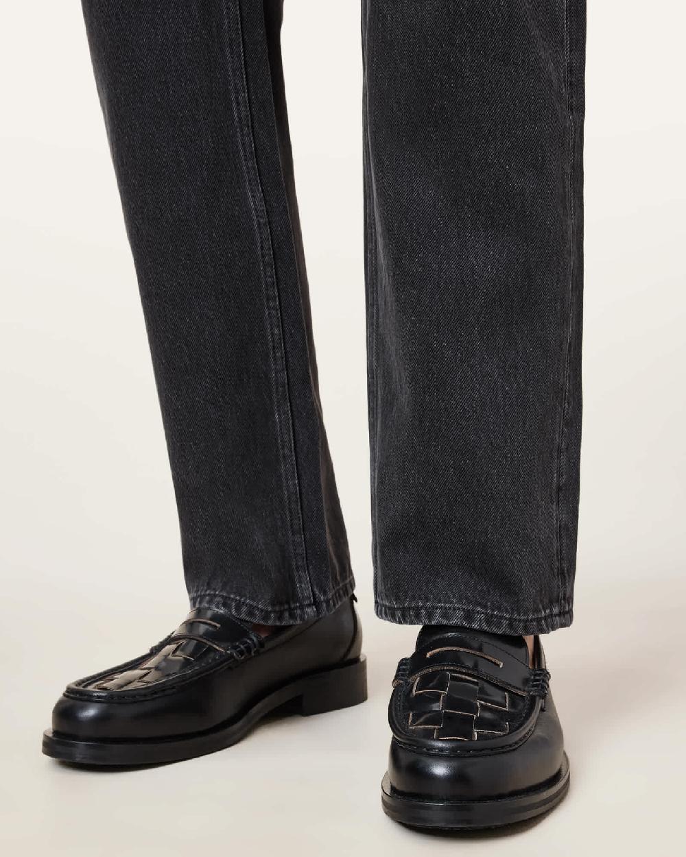 All Saints Bloom Leather Loafers Black