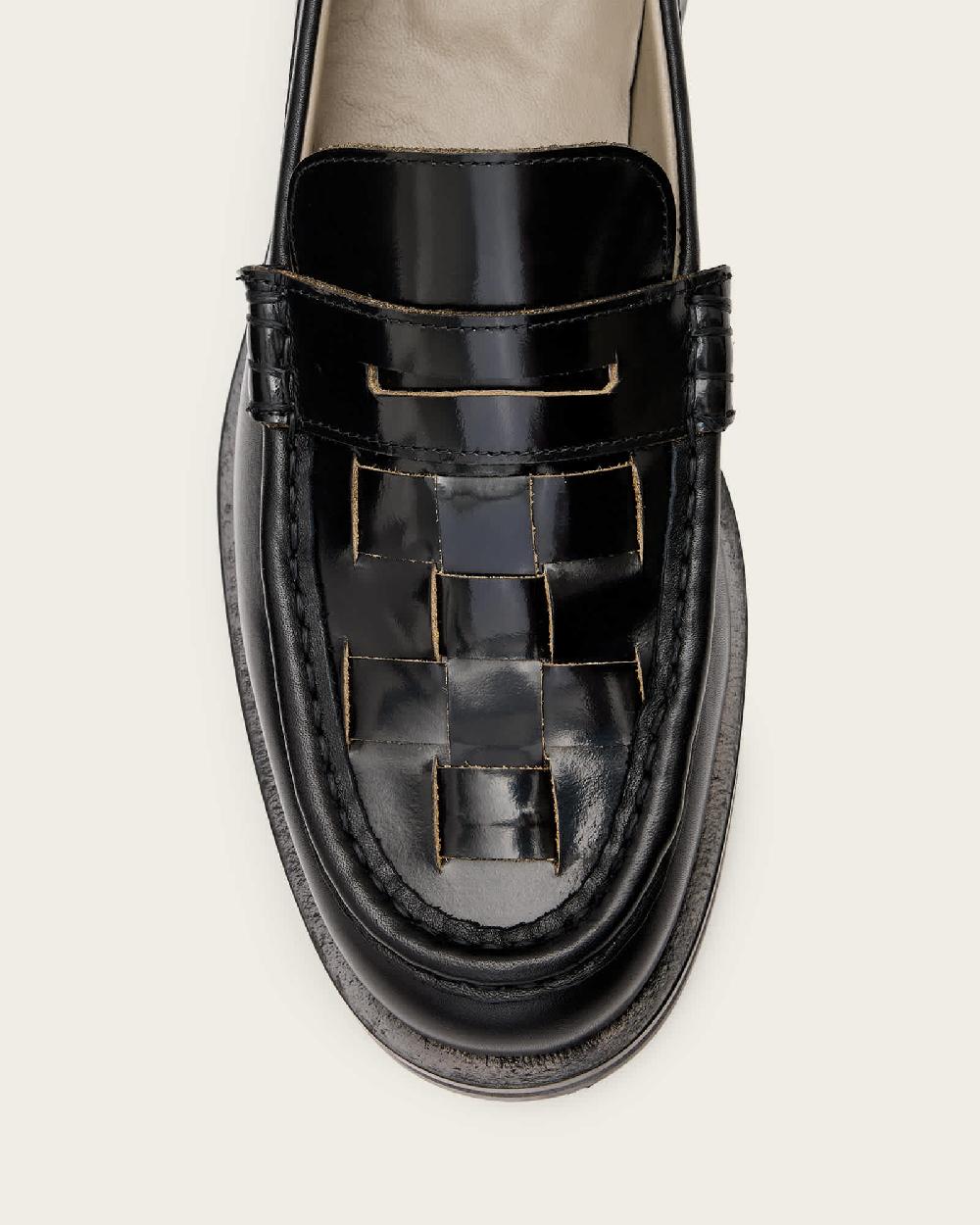 All Saints Bloom Leather Loafers Black