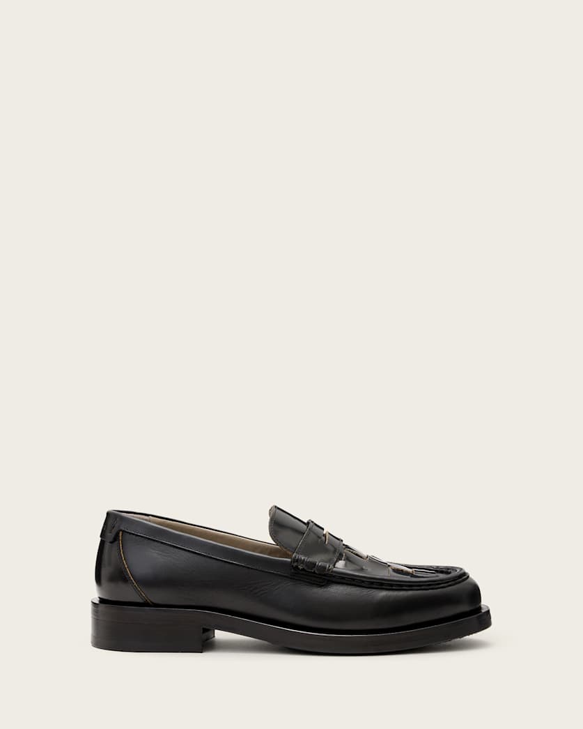 all saints Bloom Leather Loafers Black