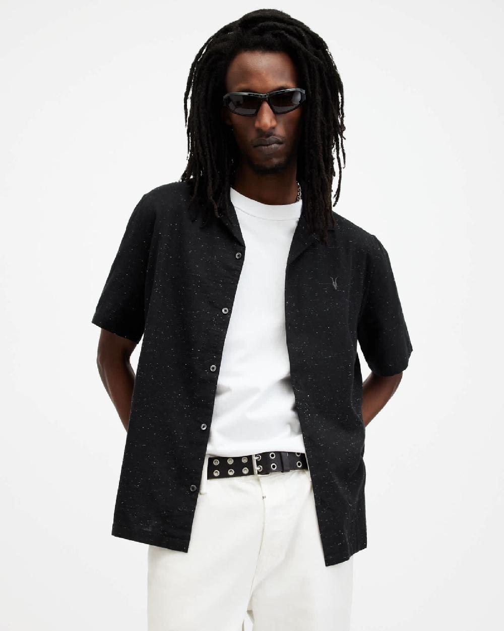 All Saints Bryant Relaxed Fit Ramskull Shirt Black