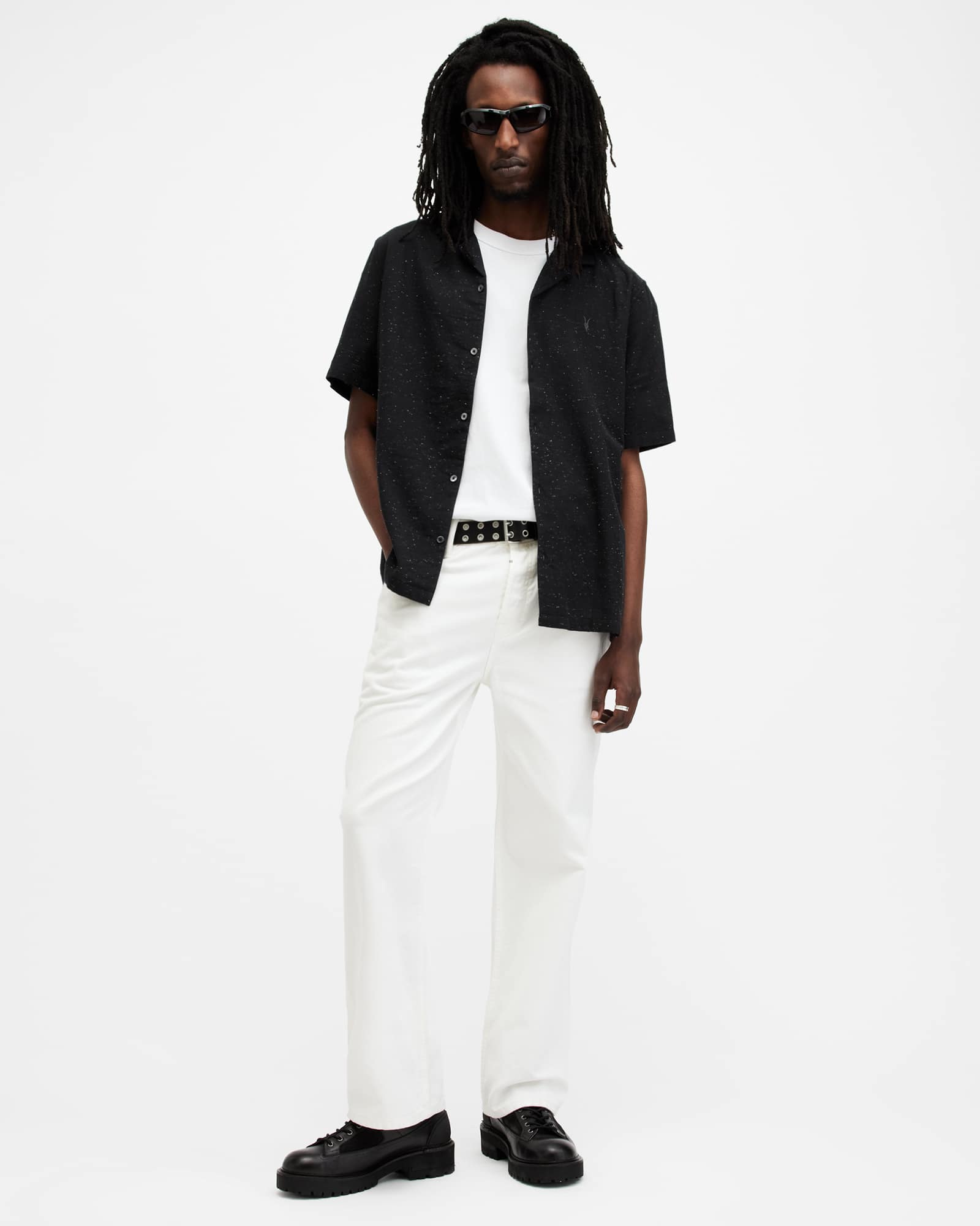 All Saints Bryant Relaxed Fit Ramskull Shirt Black