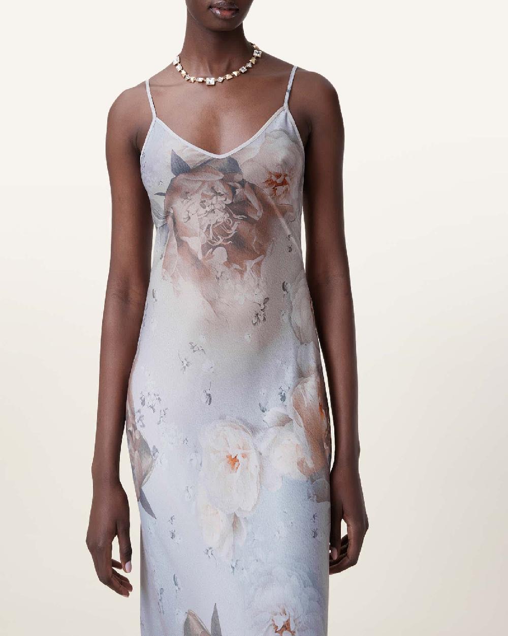 All Saints Bryony Maxi Slip Dress Bloom/Soft Blue