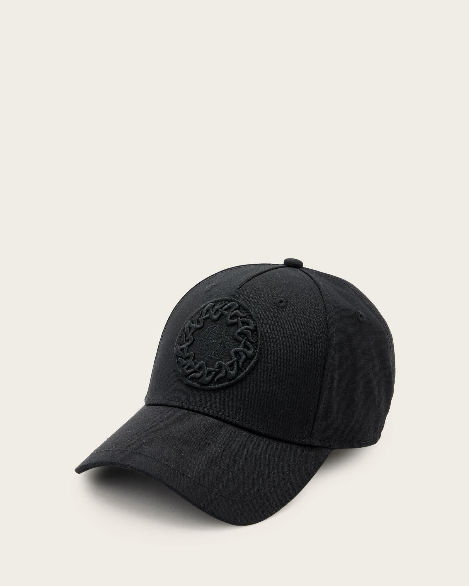 All Saints Byron Embroidered Baseball Cap Black