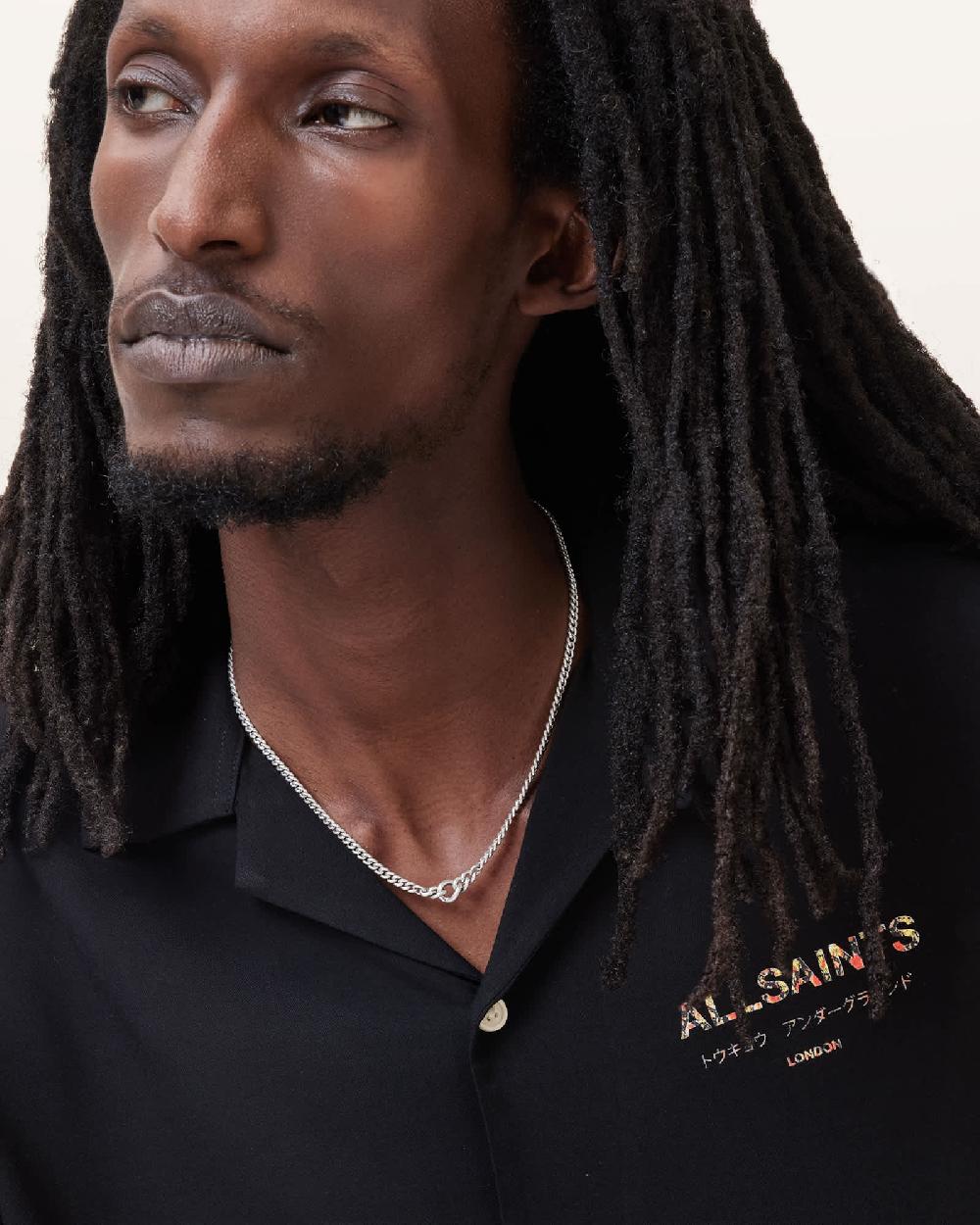 All Saints Carson Link Detail Necklace Warm Silver