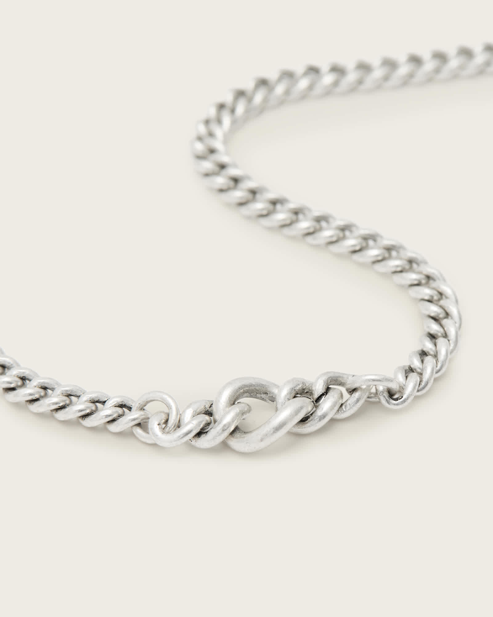 All Saints Carson Link Detail Necklace Warm Silver