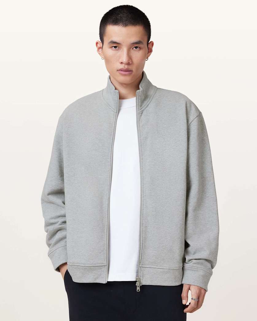all saints Carson Track Jacket Grey Marl