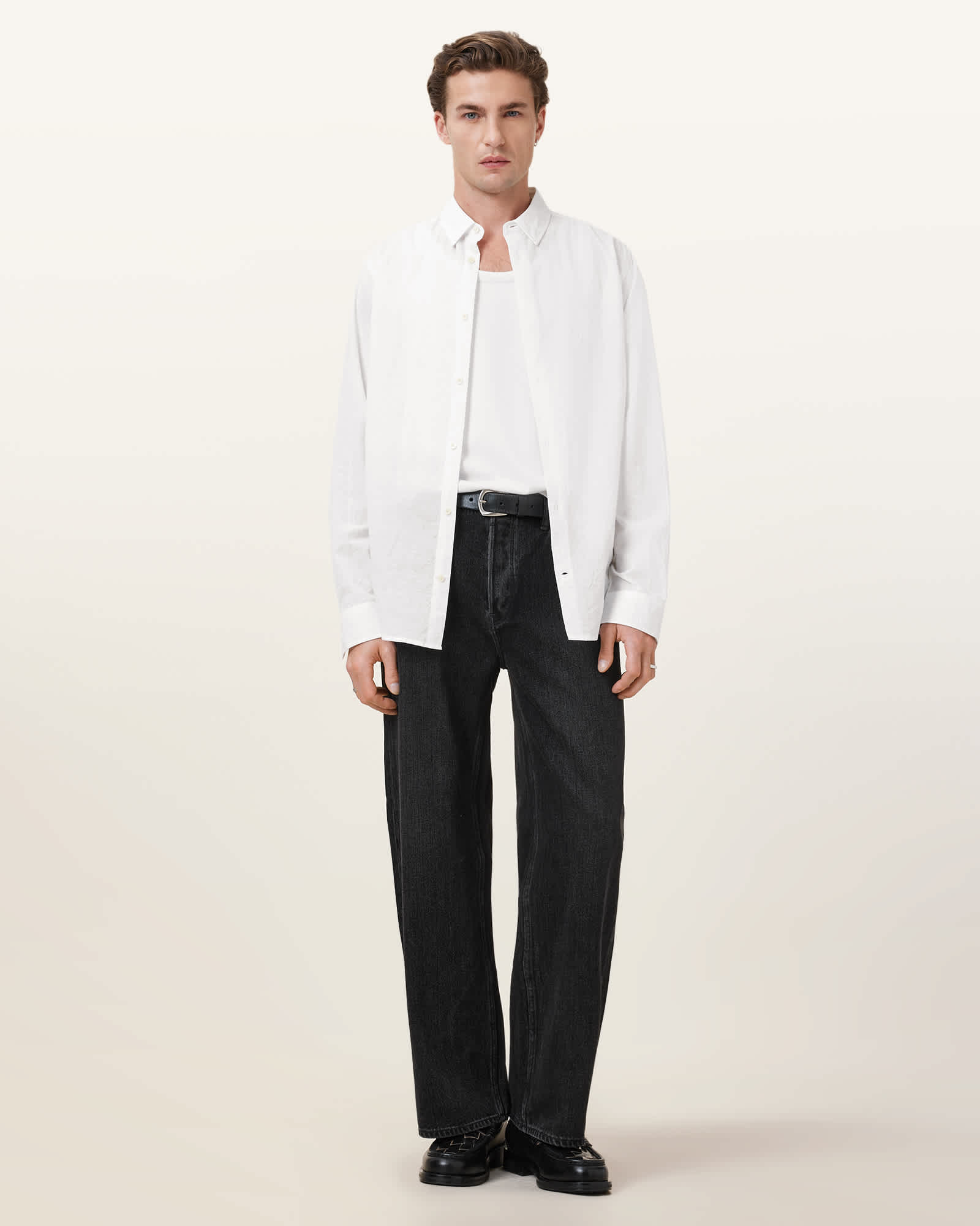 All Saints Cassis Long Sleeve Cotton Shirt White