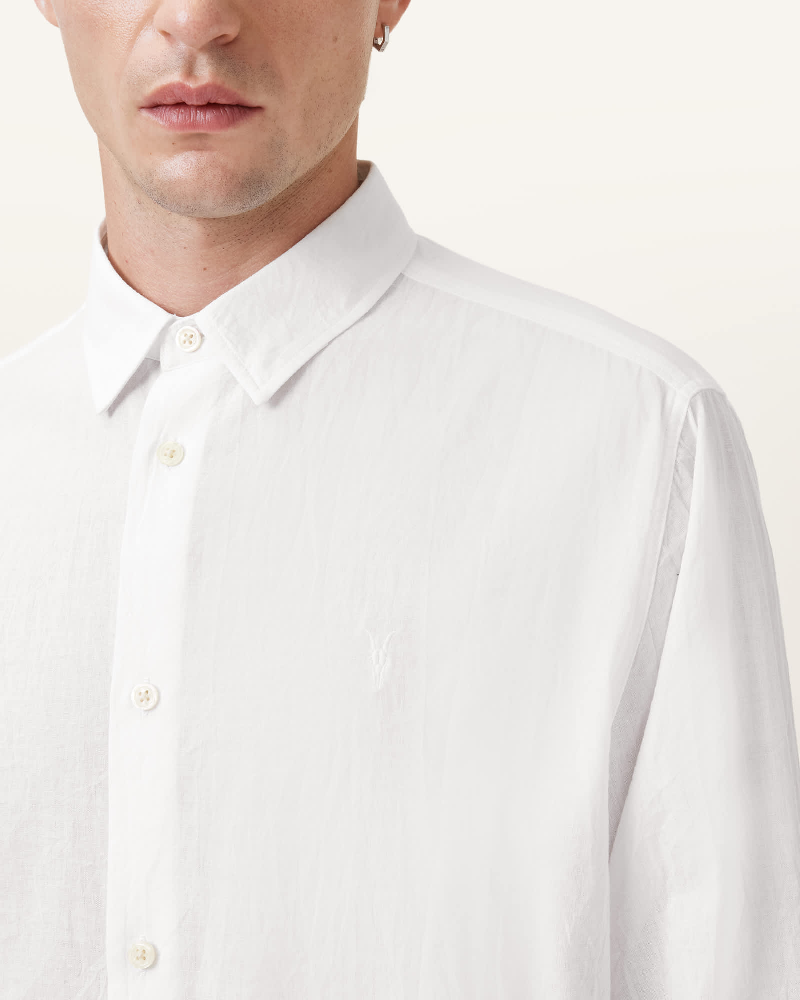 All Saints Cassis Long Sleeve Cotton Shirt White