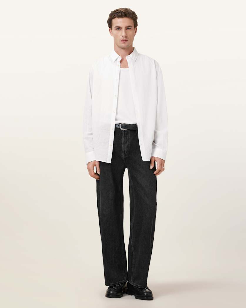 all saints Cassis Long Sleeve Cotton Shirt White