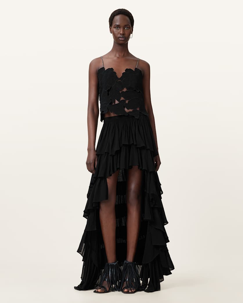 all saints Cavarly Maxi Skirt Black