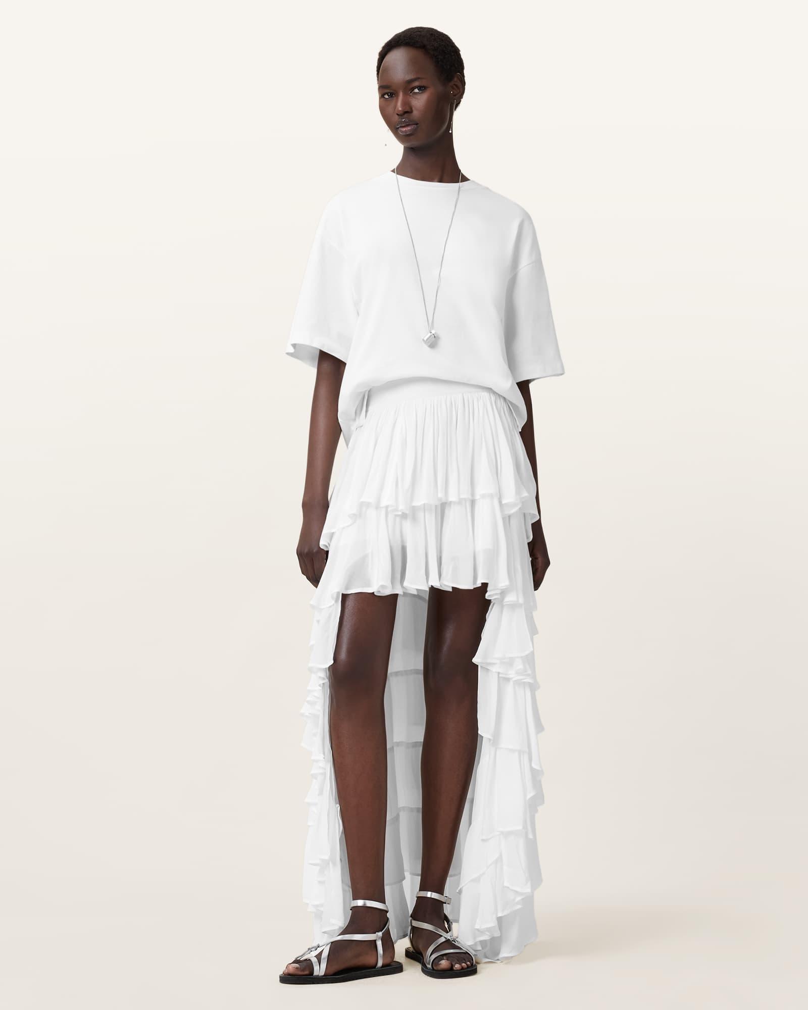 All Saints Cavarly Maxi Skirt Snow White