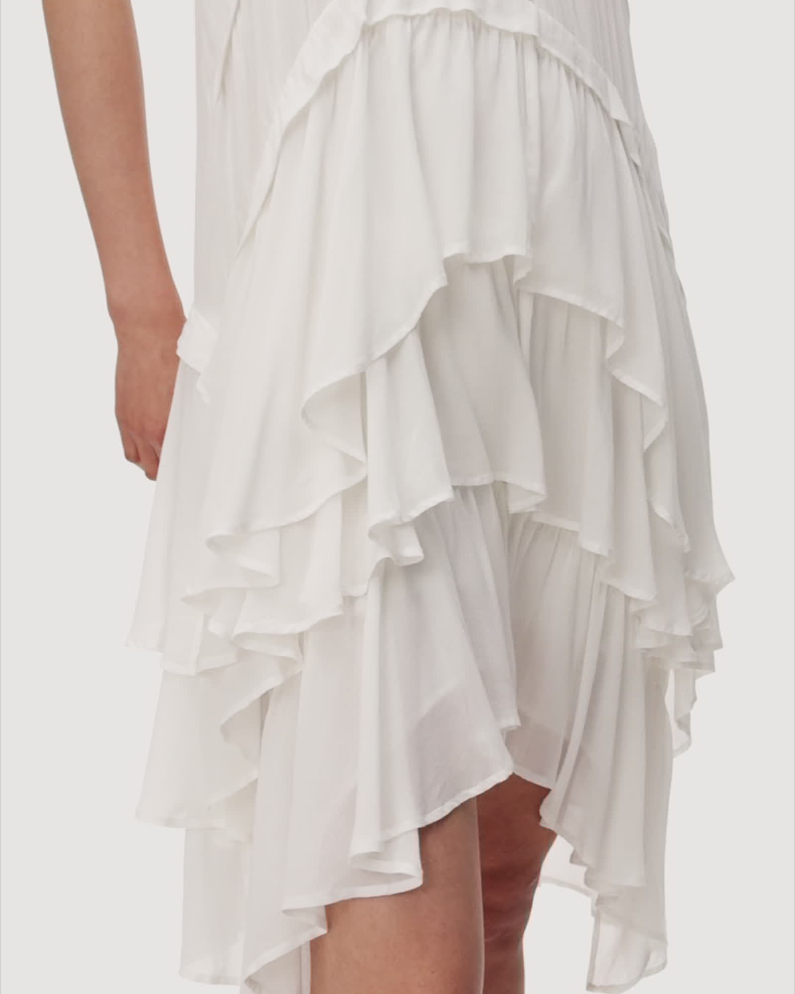 all saints Cavarly Ruffled Mini Dress Optic White