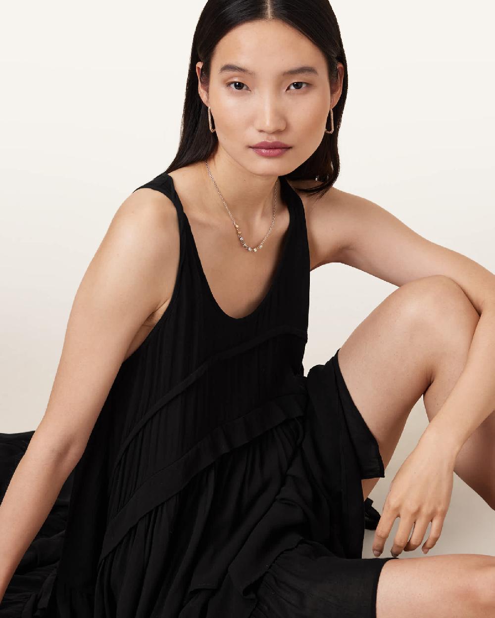 All Saints Cavarly Tiered Ruffle Maxi Dress Black