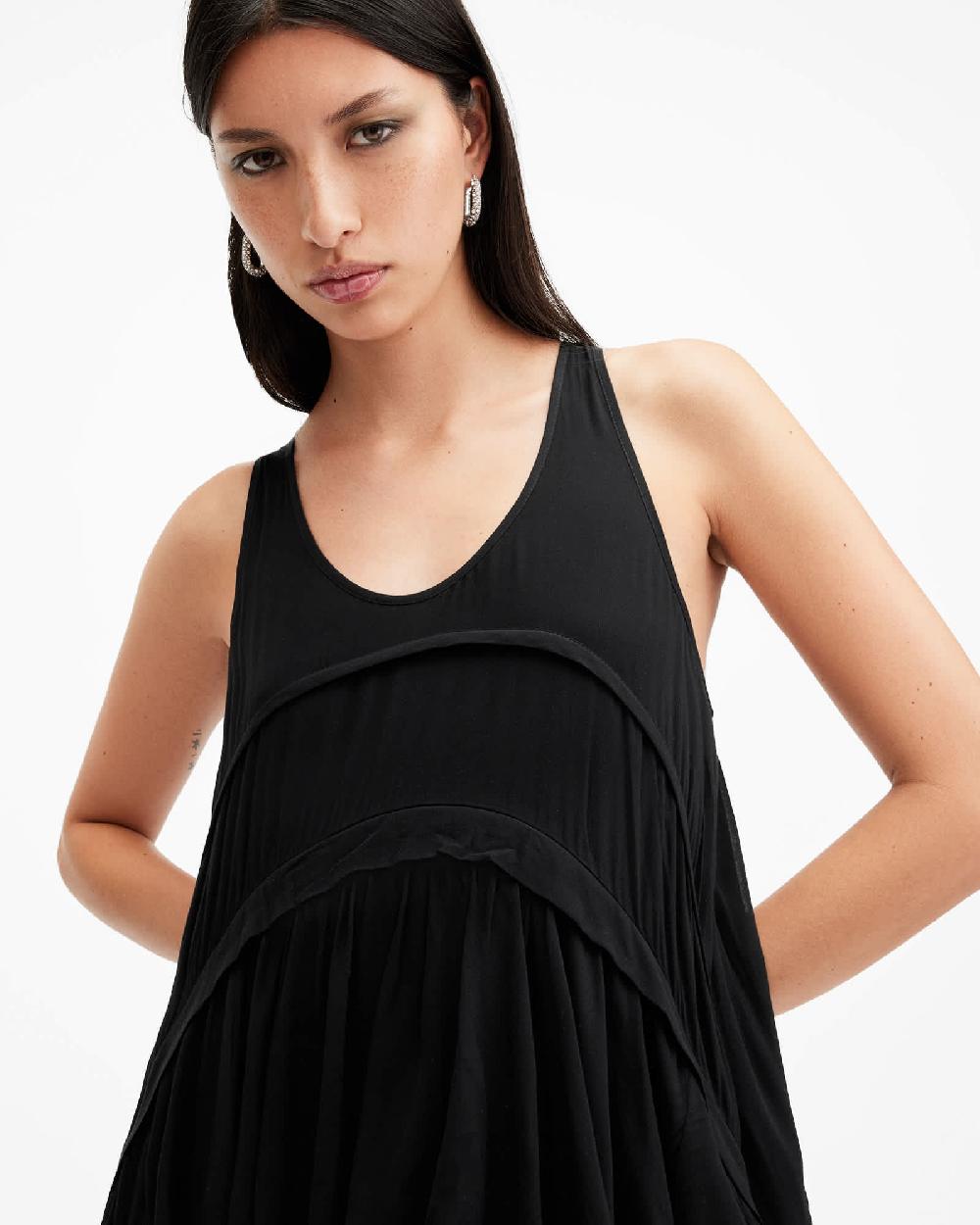 All Saints Cavarly Tiered Ruffle Maxi Dress Black