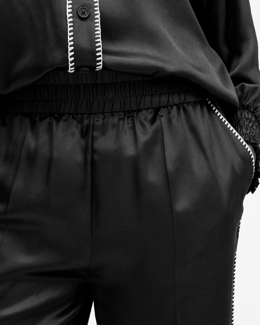 All Saints Charli Silk Blend Wide Leg Pants Black