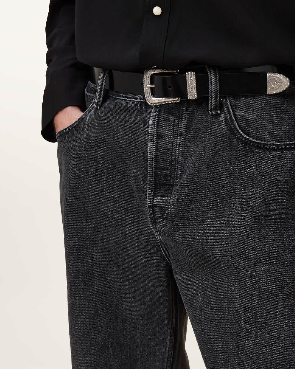 All Saints Chuck Leather Western Belt Black