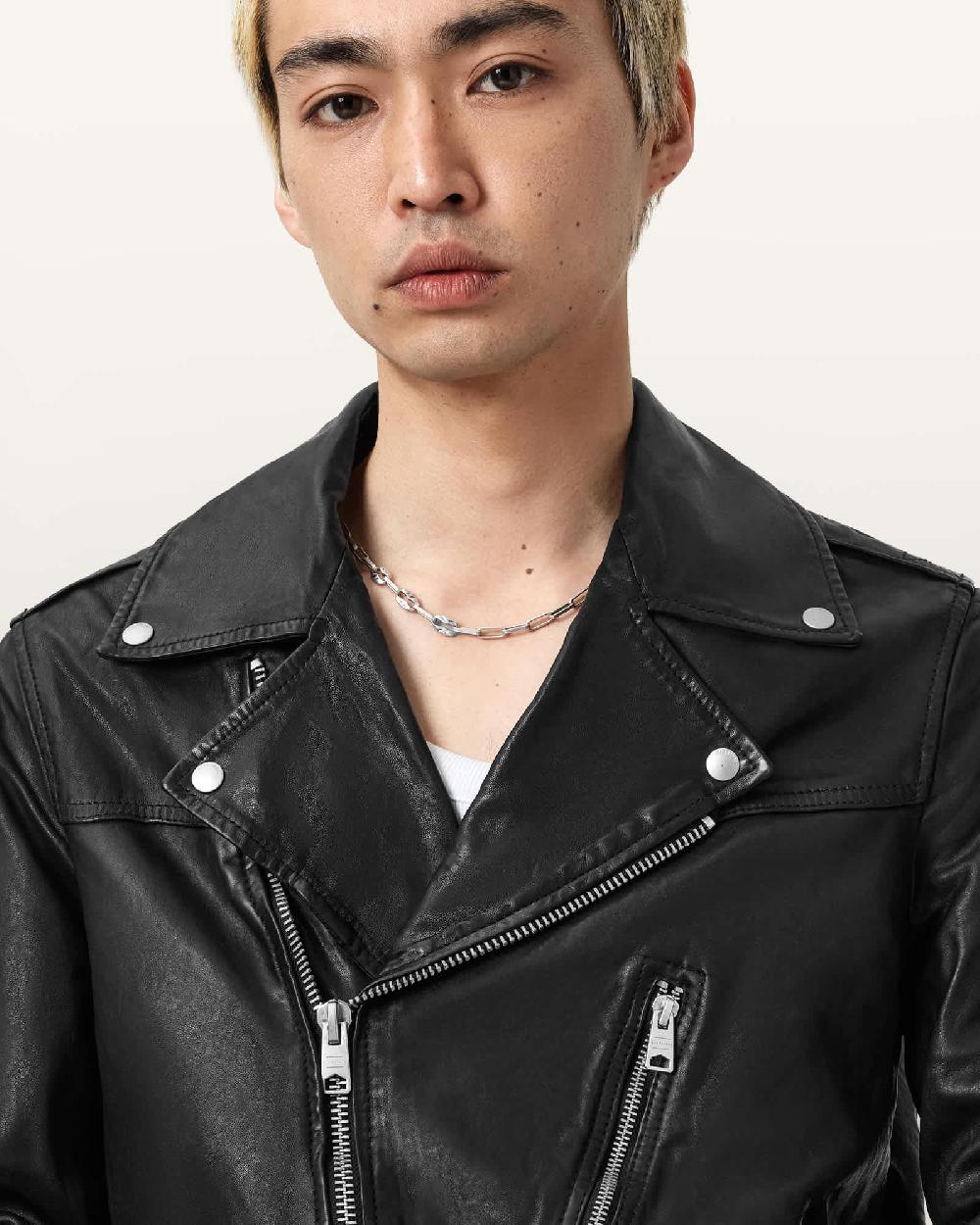 All Saints Comet Biker Leather Jacket Black