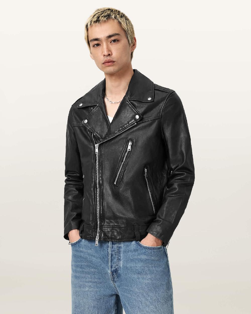 All Saints Comet Biker Leather Jacket Black