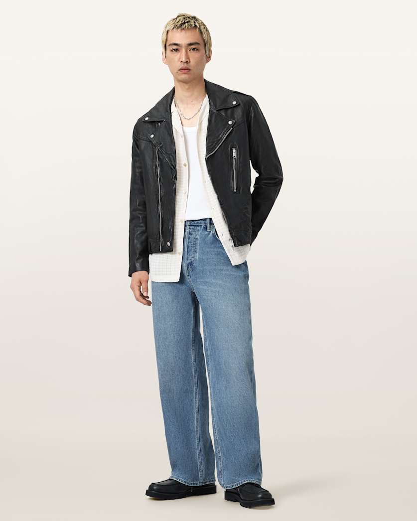 all saints Comet Biker Leather Jacket Black