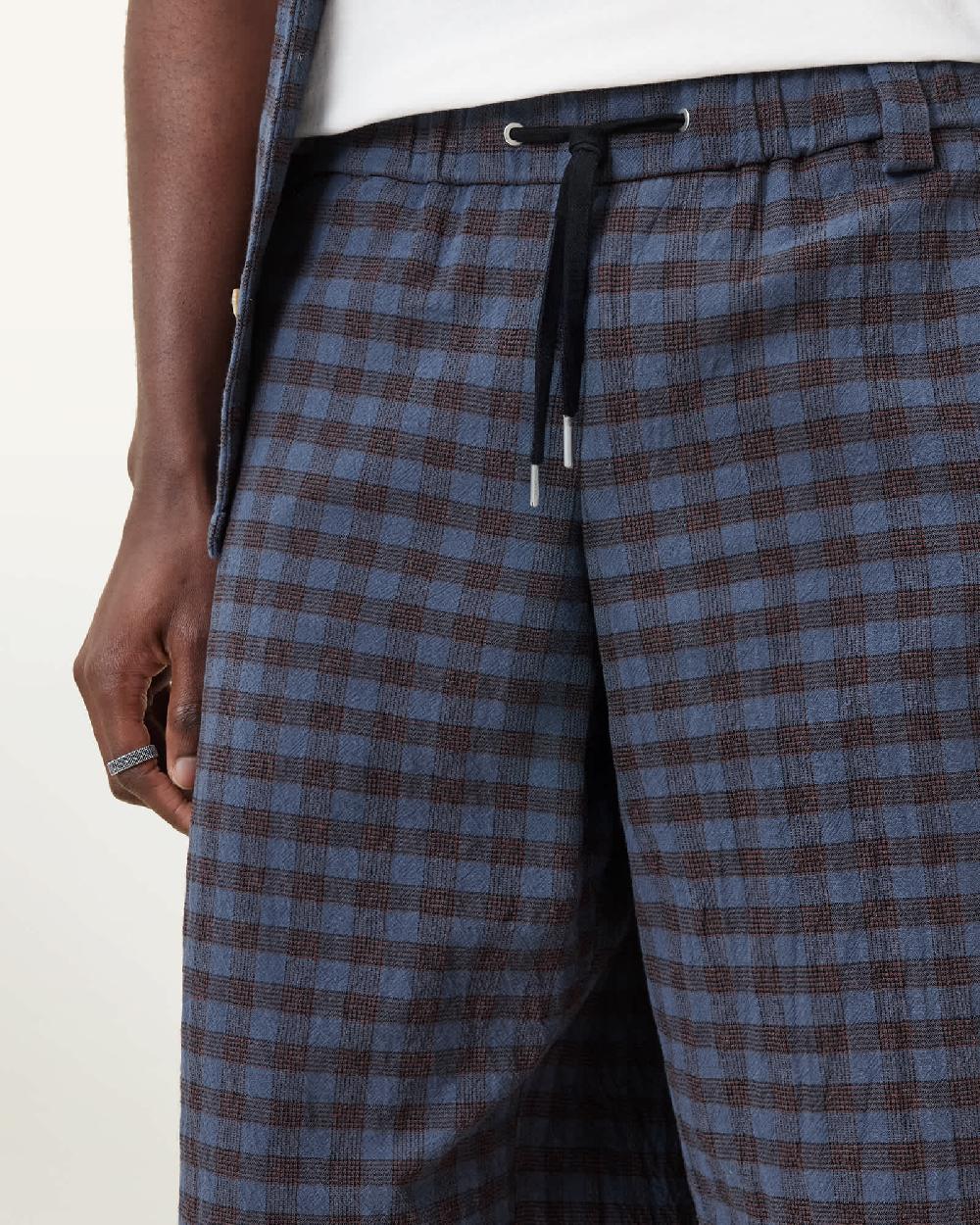 All Saints Cooper Check Shorts Amalfi Blue