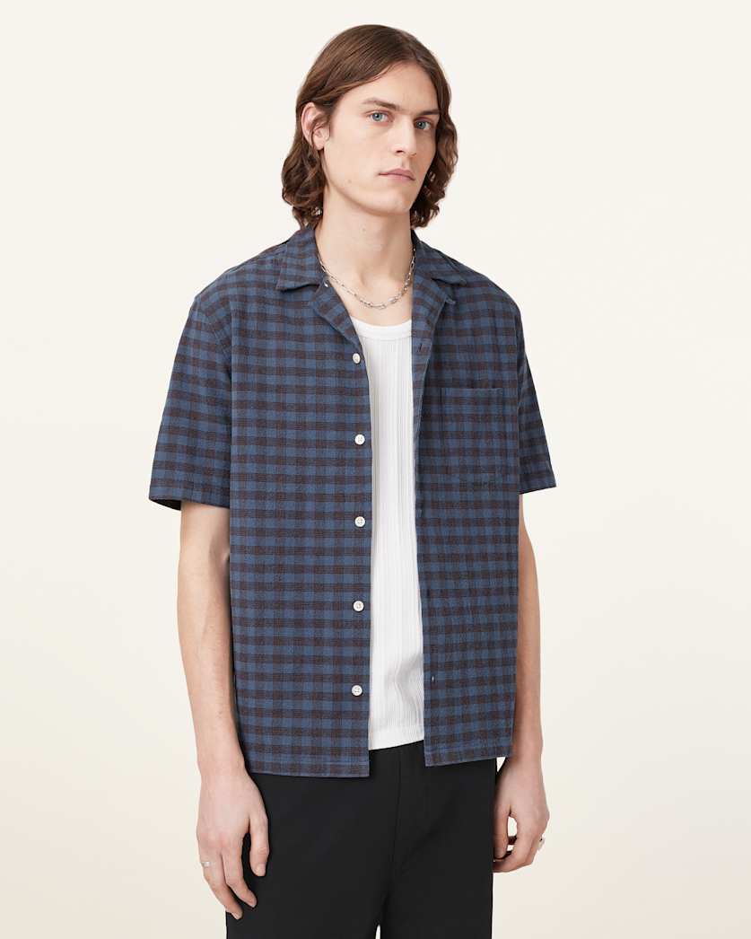 all saints Cooper Short Sleeve Shirt Amalfi Blue