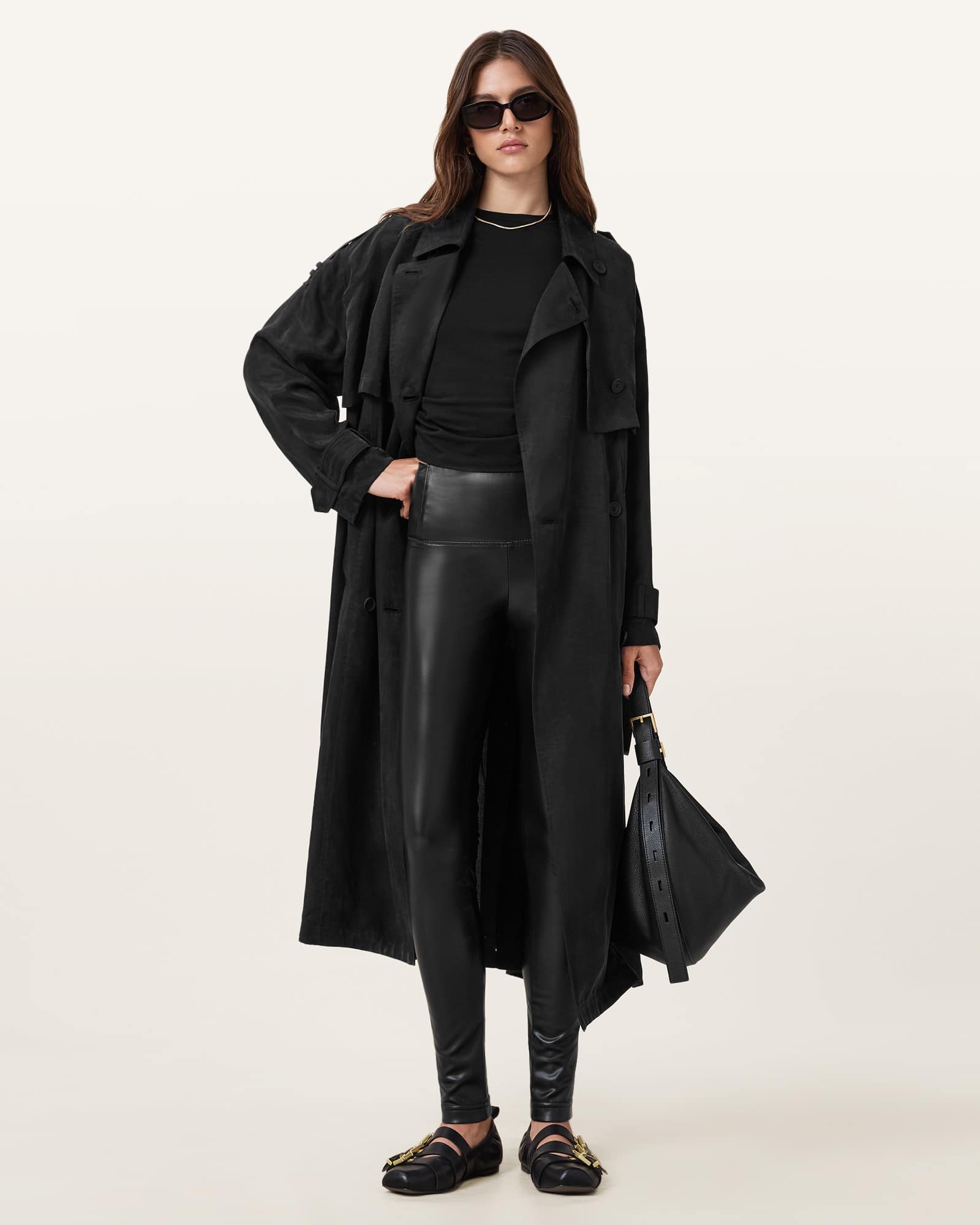 All Saints Cora High-Rise Faux Leggings Black