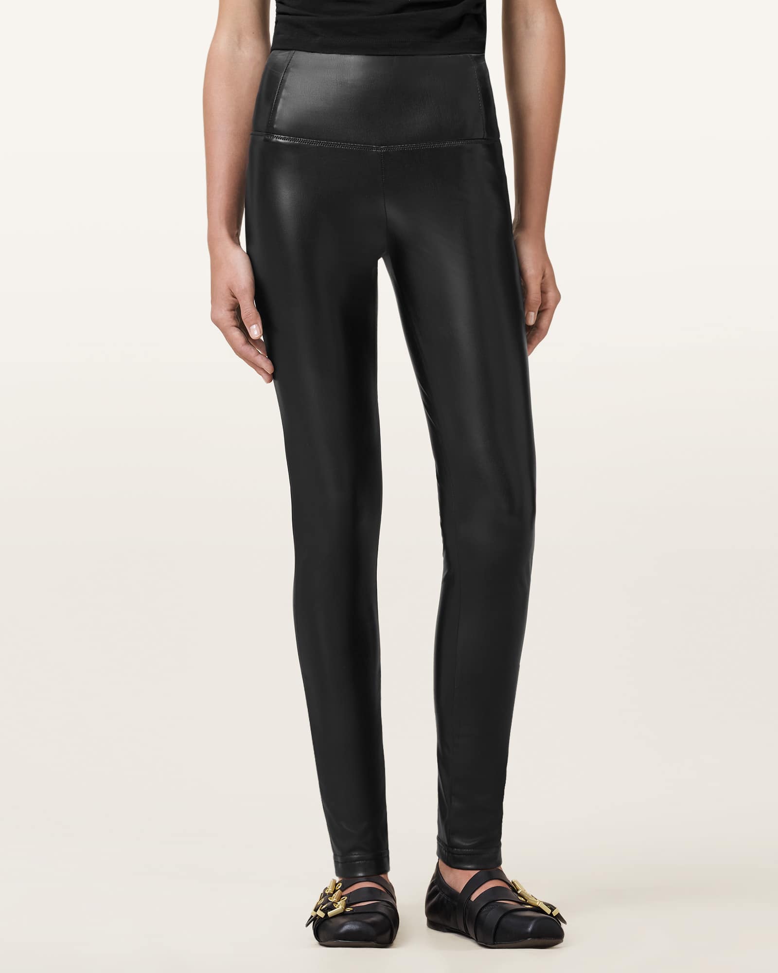 All Saints Cora High-Rise Faux Leggings Black