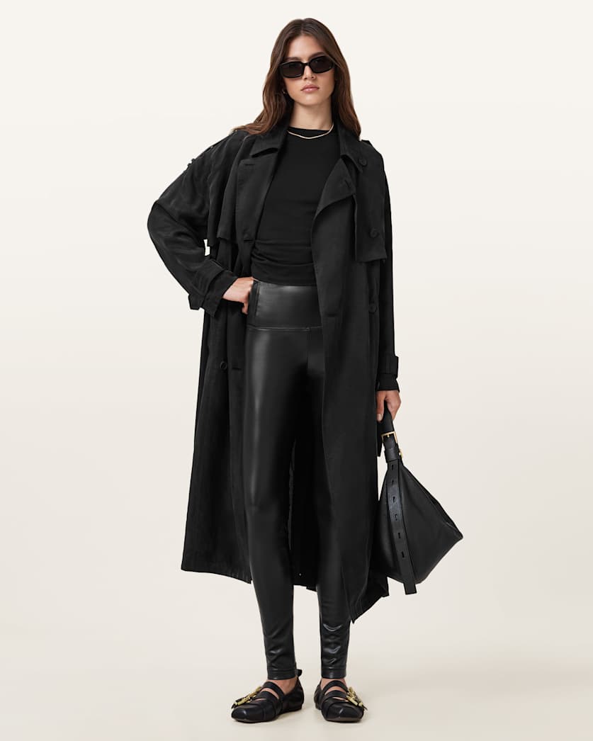 all saints Cora High-Rise Faux Leggings Black