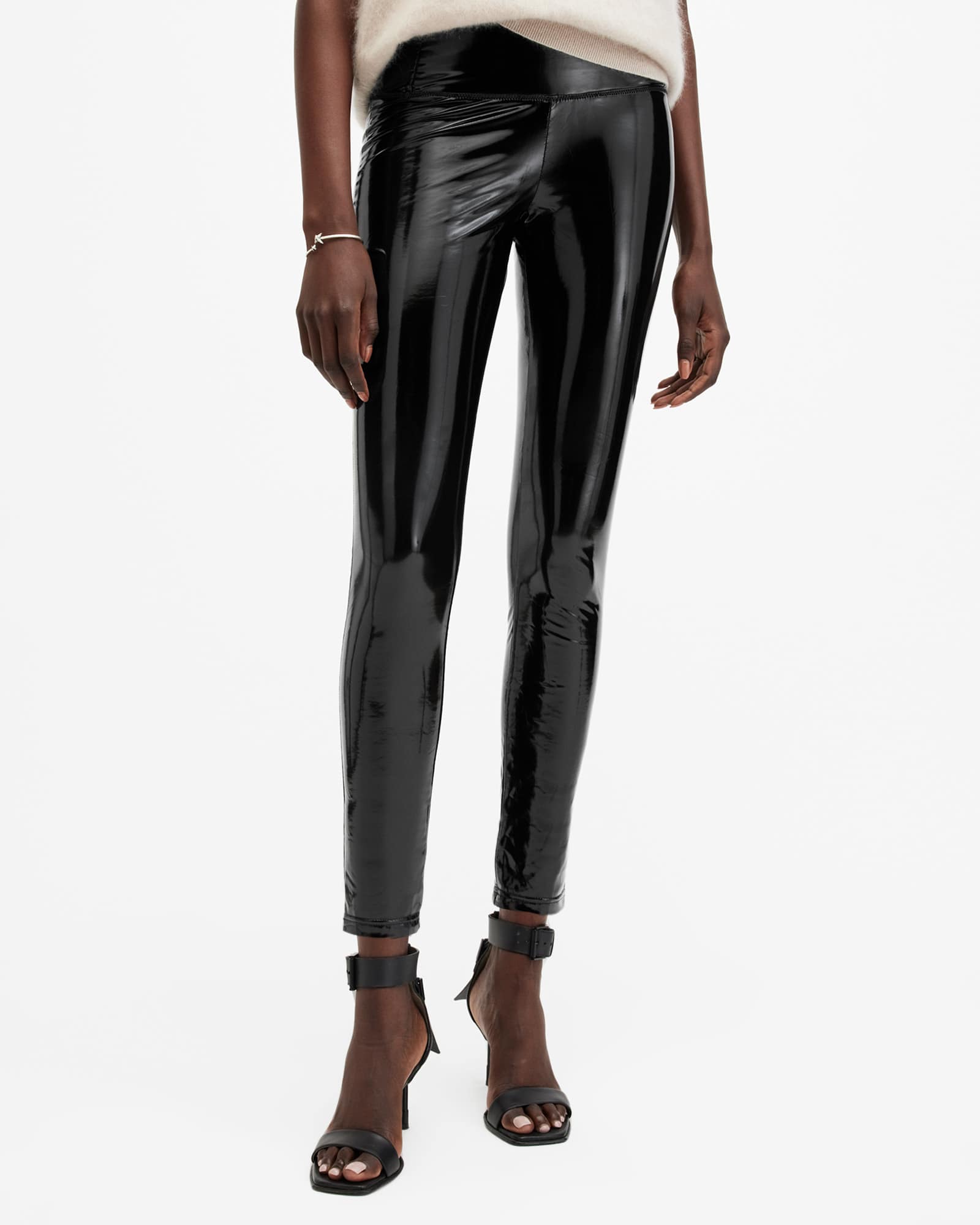 All Saints Cora High-Rise Shine Leggings Black