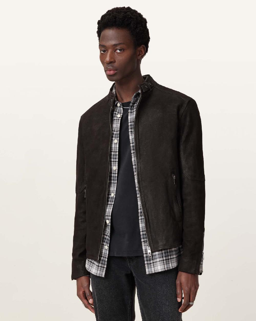 All Saints Cora Suede Jacket Anthracite Grey