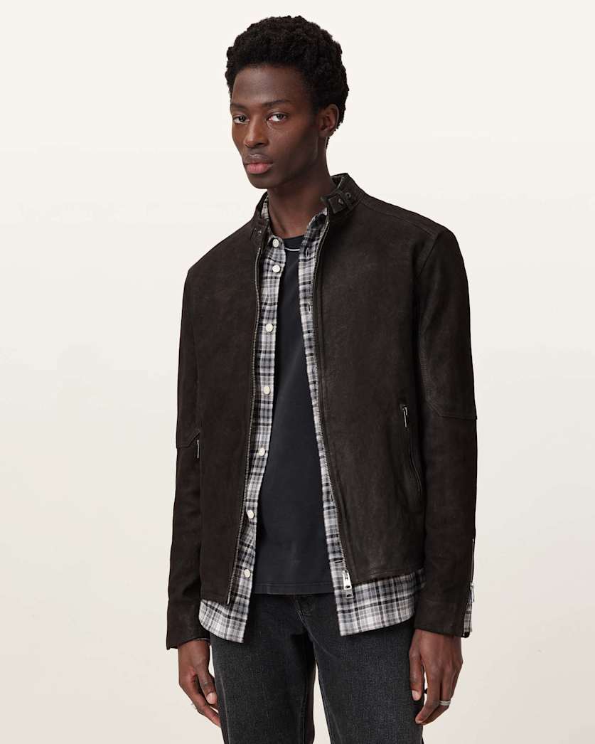 all saints Cora Suede Jacket Anthracite Grey