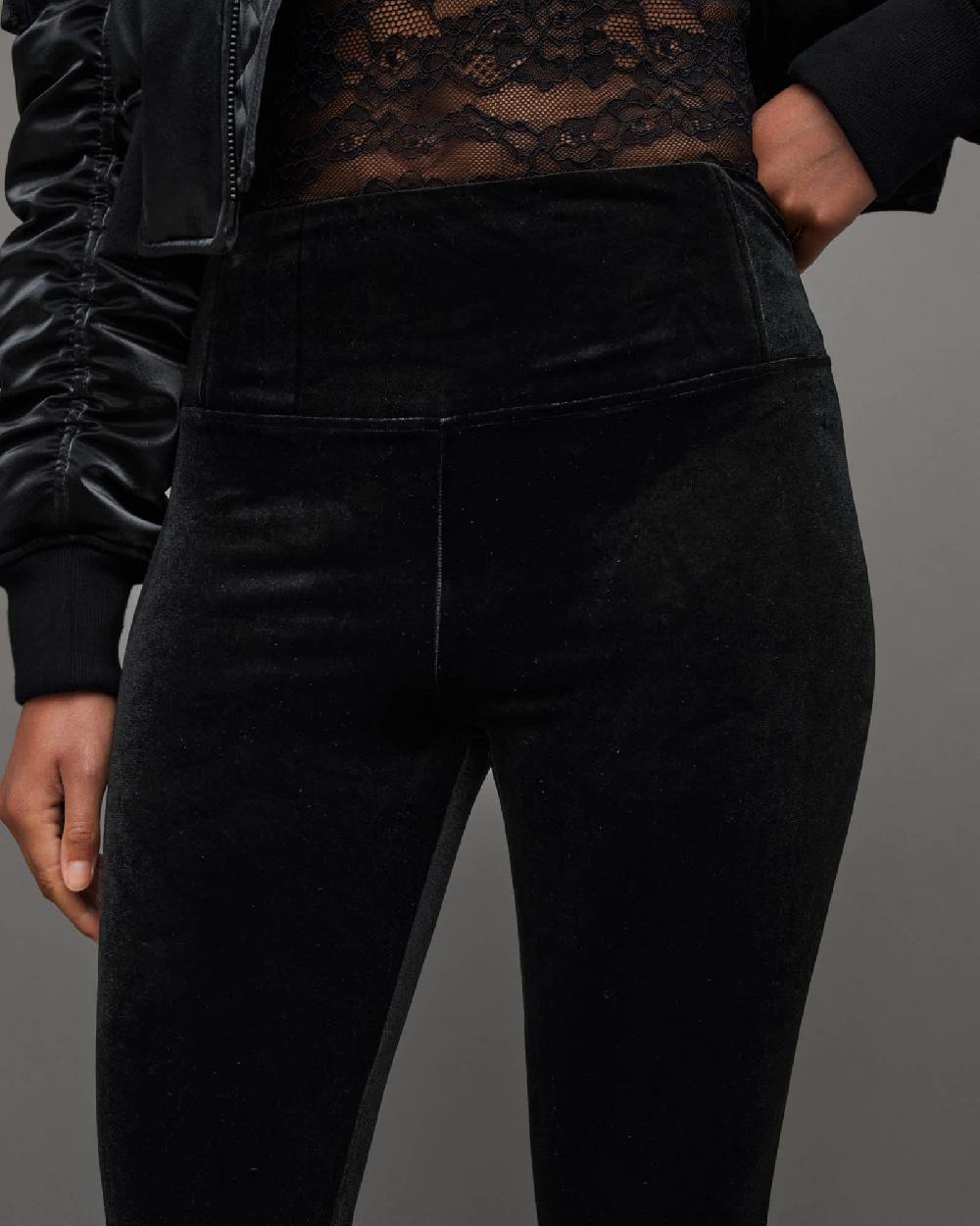All Saints Cora Velvet Skinny Leggings Black