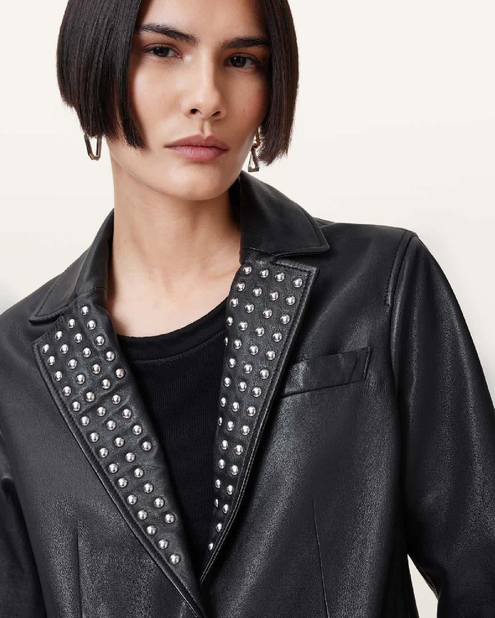 All Saints Corinna Studded Blazer Black