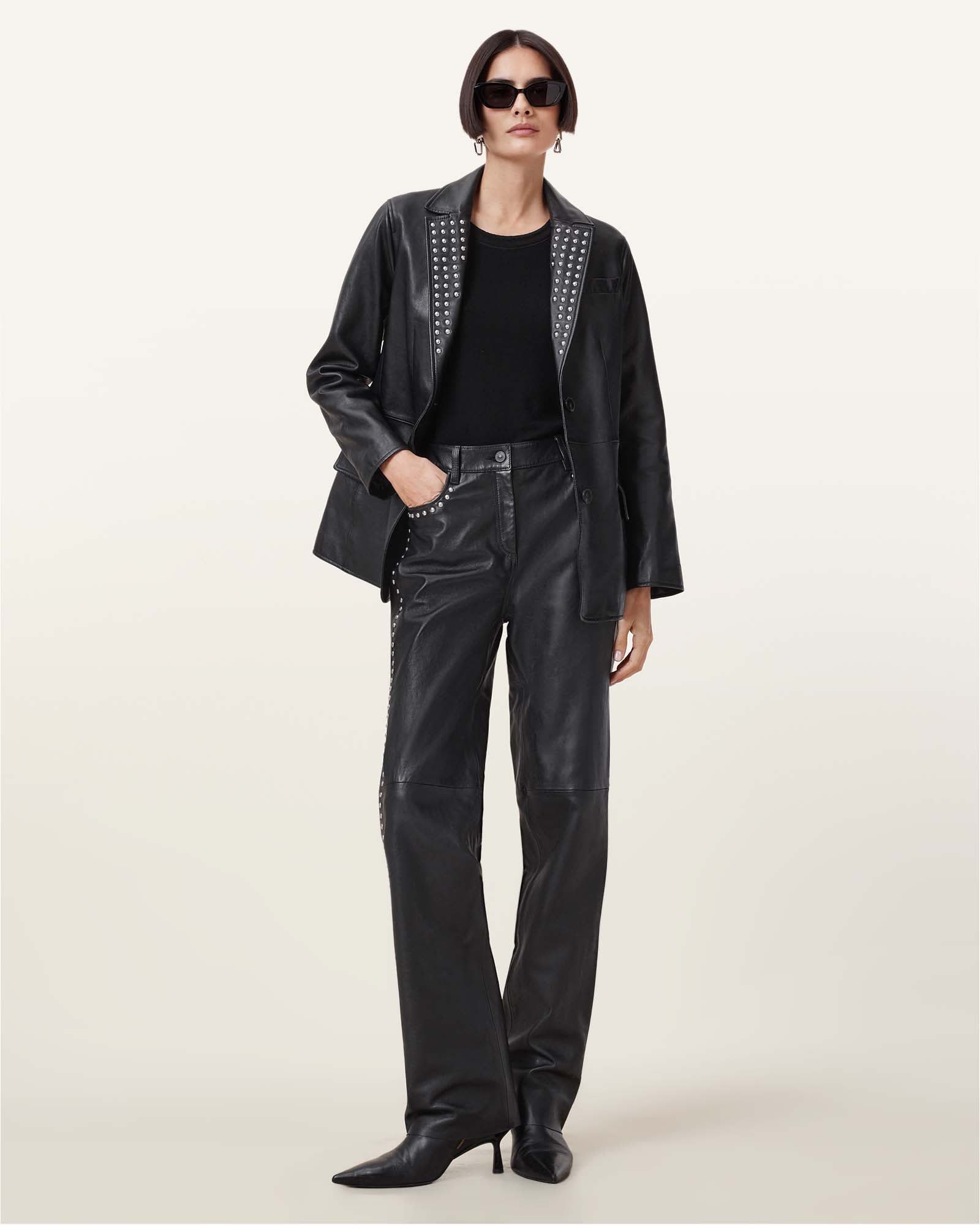 All Saints Corinna Studded Blazer Black