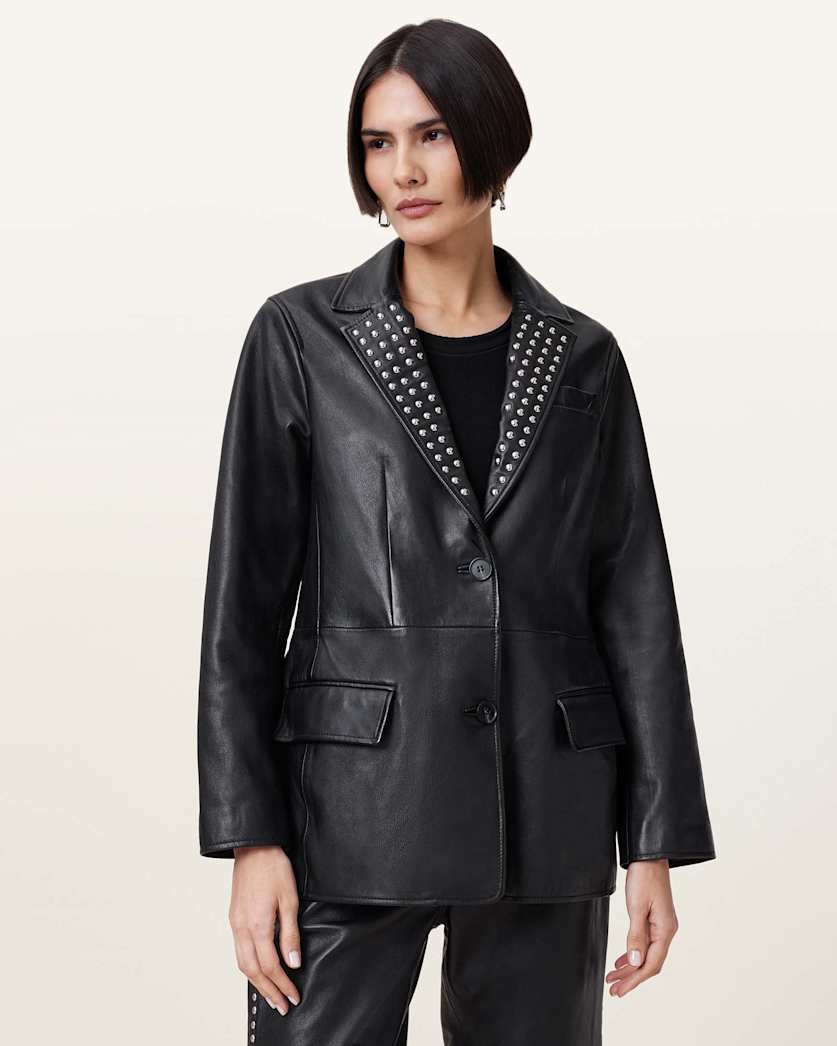 all saints Corinna Studded Blazer Black