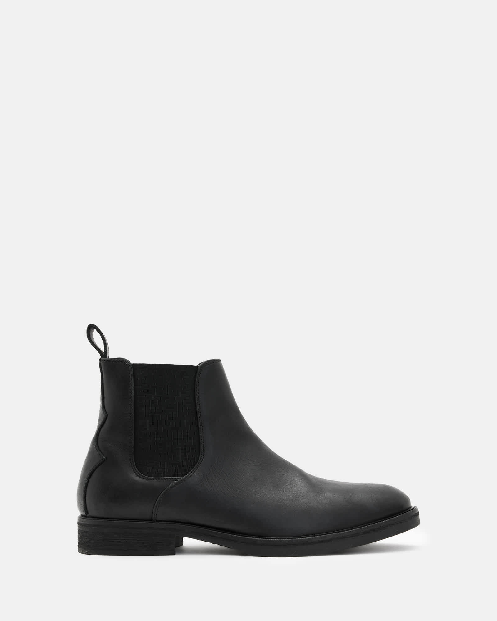 All Saints Creed Leather Chelsea Boots Black