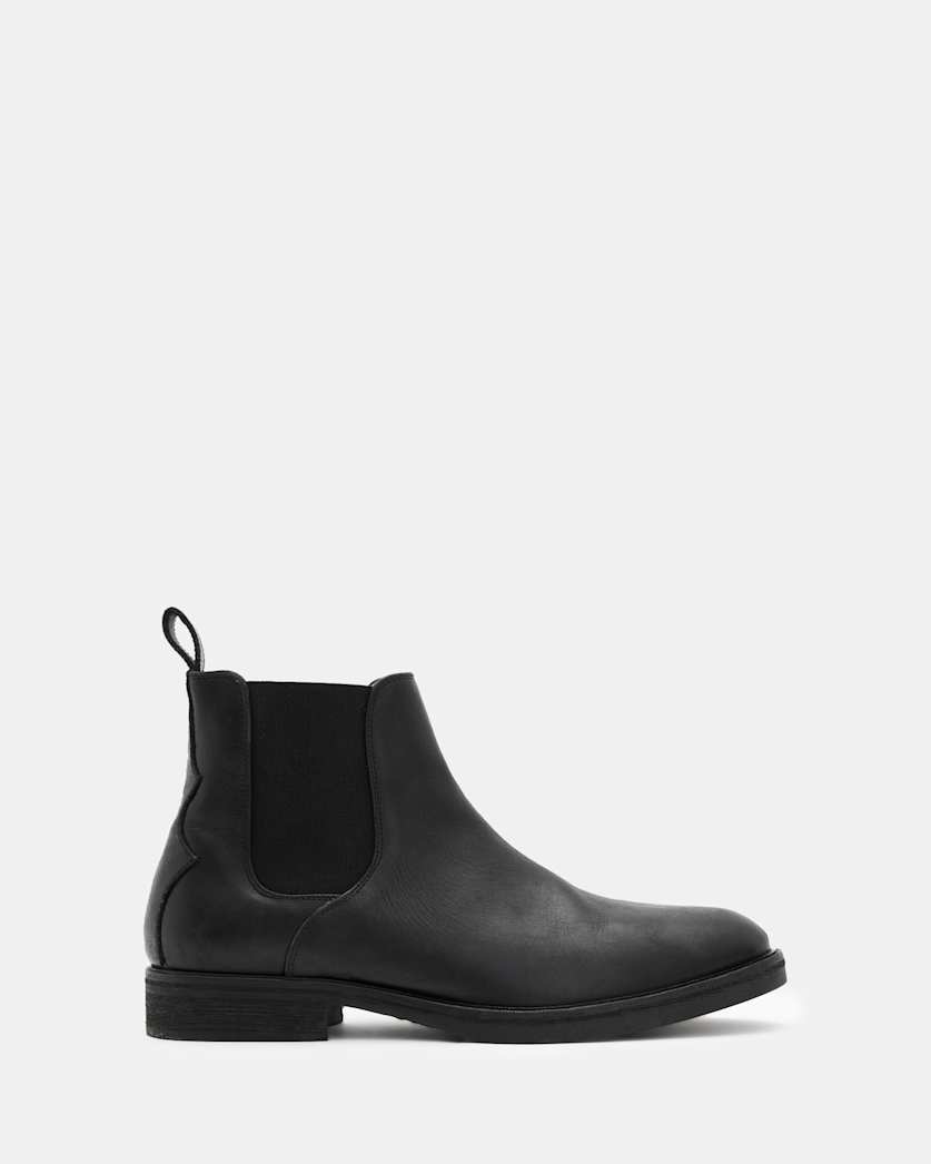 all saints Creed Leather Chelsea Boots Black