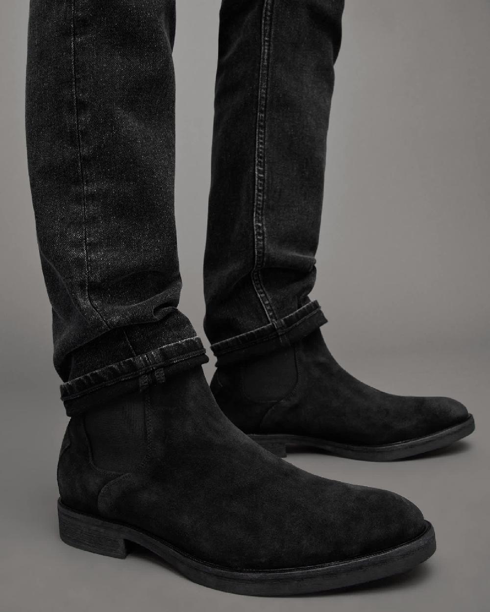 All Saints Creed Suede Chelsea Boots Black