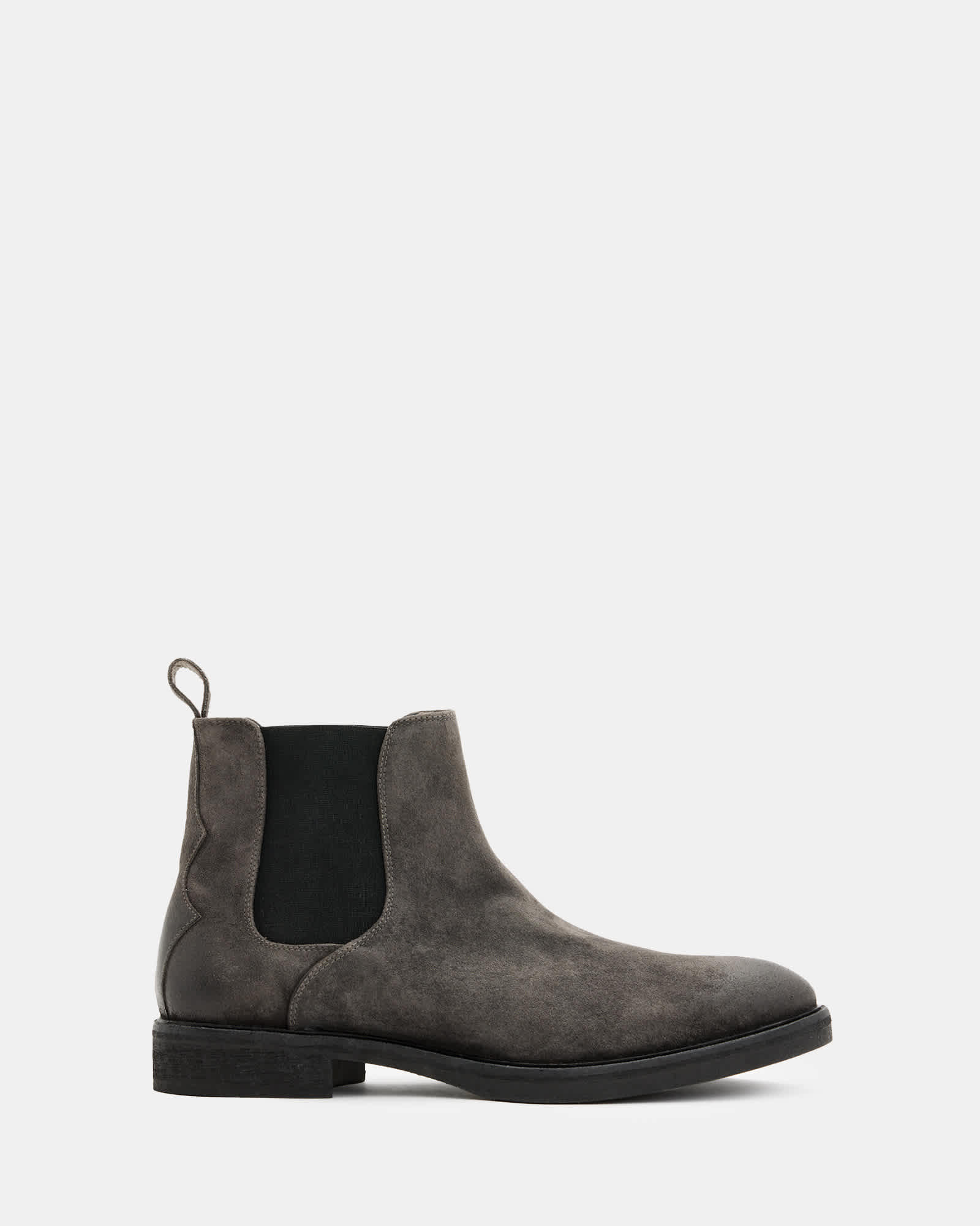 All Saints Creed Suede Chelsea Boots Charcoal Grey